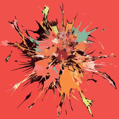 Abstract explosion of paint on red background