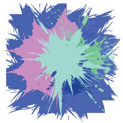 A colorful paint splatter on a white background