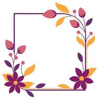 A square frame with flowers and leaves vector