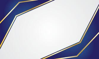 Blue geometric abstract banner background with gold lines vector