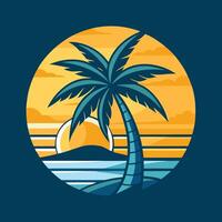 Retro sunsets in the style. Abstract background with a sunny gradient. Silhouettes of palm trees. vector