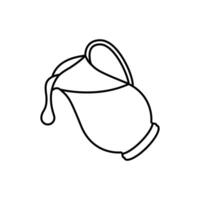 Milk in a jug linear icon. Kitchen and Cookware. Thin line customizable illustration. Contour symbol. isolated outline drawing. Editable stroke vector