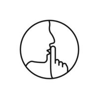 do not disturb icon, please do quiet, pssst or shhh gesture lips, silence or secret, keep shut mouth, line symbol on white background - editable stroke illustration eps10 vector