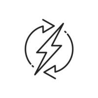 backup power engine icon, auto supply battery energy, consumption voltage sustainable, lightning bolt, thin line web symbol on white background - editable stroke illustration vector