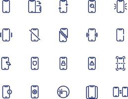 Set of smartphone icon outline style in blue color vector
