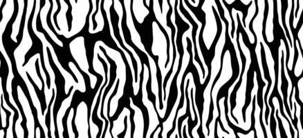 Zebra fur - stripe skin, animal pattern. Repeating texture. Black and white seamless background vector