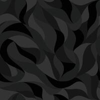 Petals pattern with wavy curved lines and scrolls on black background. Floral organic design for textile, fabric and wrapping. Trendy leaf abstract seamless geometric texture vector