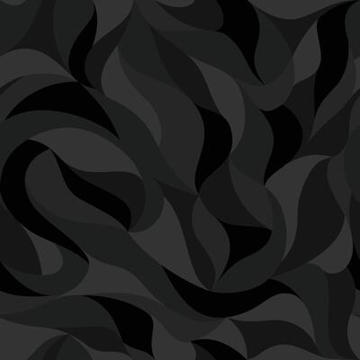 Petals pattern with wavy curved lines and scrolls on black background. Floral organic design for textile, fabric and wrapping. Trendy leaf abstract seamless geometric texture