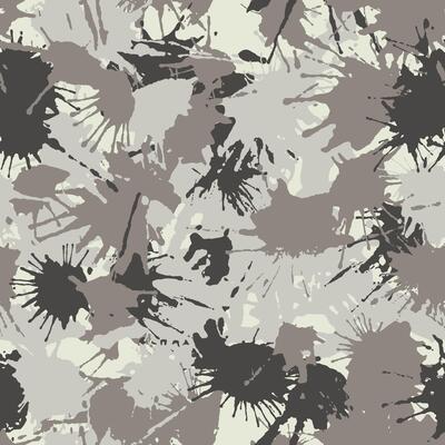 Blots camo seamless pattern. Paint splashes spots. Hand drawn camouflage texture for printing on fabric. Ink grunge background
