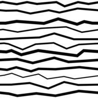 Seamless zigzag line pattern. Black horizontal zig zag lines. Polygonal line striped and distortion monochrome texture. Waves of different thickness. Background vector