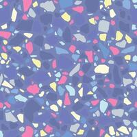 Terrazzo seamless pattern. Surface texture of decorative granite tiles. Bright color, fluorescent pebbles. Marble mosaic floor vector