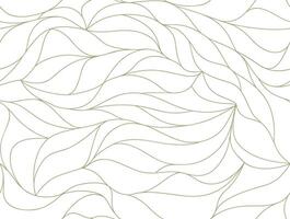 Curly waves tracery, curved lines, stylized abstract petals pattern. Seamless leaf background. Golden outline white texture. Organic wallpapers for printing on paper or fabric vector