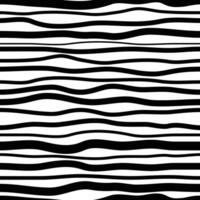 Black curved stripes on white background. Simple monochrome undulating pattern. Optical art, seamless dynamic texture. Soft waves of different thickness vector