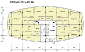 Architectural sketch of measuring typical floor plan. Empty apartment view from above. House interior layout in top view vector