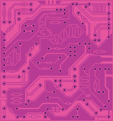 Circuit board, technology burgundy background. Digital electronic texture, high tech pattern
