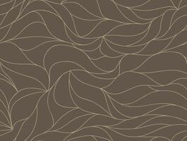 Curly waves tracery, curved lines, stylized abstract petals pattern. Seamless leaf background. Golden outline and brown texture. Organic wallpapers for printing on paper or fabric vector
