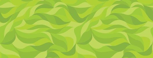 Green grass stylized cartoon background. Curly waves tracery, curved lines. Green leaf, seamless texture, abstract petals pattern. Wallpapers for printing on paper or fabric. vector