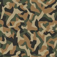 Geometric camouflage pattern background, seamless masking camo print. Green brown black colors forest texture. vector