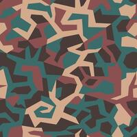 Geometric camo, seamless pattern. Abstract military or hunting camouflage background. Brown, green, black color vector