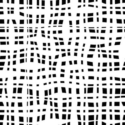 Monochrome overlay texture of rough canvas fiber. Burlap seamless checkered pattern. Black and white dot lattice fabric. Textile grid, braided thread background. Cloth linen sack backdrop