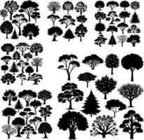 Big set of tree silhouettes trees of different collection tree icons set with white background..eps vector