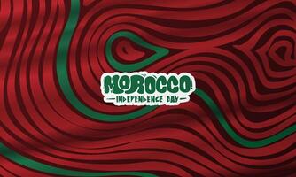 Morocco national background with waving big lines in red and green in pattern design. Good template for morocco independence day vector
