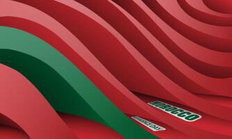 Red and green background with separate layered 3d line style for morocco independence day. Morocco national background vector