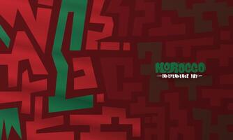 Morocco national background with red ethnic background with red and green design. Morocco independence day campaign vector