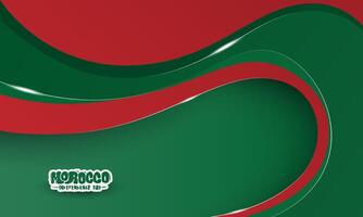Morocco independence day background with waving green shape in 3d style on red background. Morocco national day background vector
