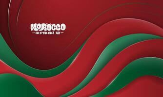Red green background with leveling shape effect and shadow design for morocco independence day. Morocco national background design vector