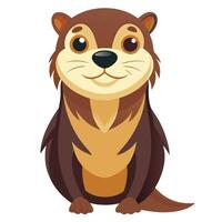 An otter is sitting on a white background vector