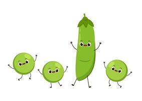 Peas character design. Peas on white background. vector