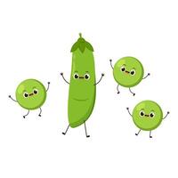Peas character design. Peas on white background. vector