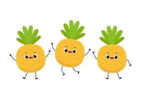 Pineapple character design.symbol. white background. vector