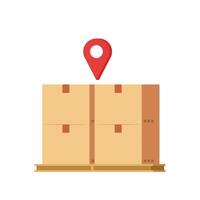 Parcel box and Location symbol. Box cartoon . free space for text. vector