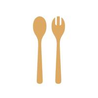 Spoon and fork on white background. spoon and fork . Wood spoon and wood fork. vector
