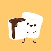 Marshmallow character design. Marshmallow and Chocolate . Chocolate on white Marshmallow. vector
