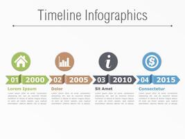 Timeline infographics with arrows icons numbers and text vector