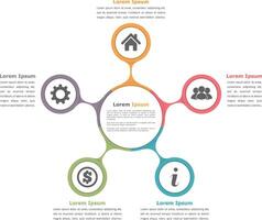 Circle diagram with five elements with icons and text vector