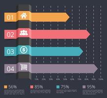Horizontal bar graph with numbers and icons, business infographics template vector