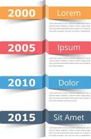 Vertical timeline infographics template with place for dates, titles and text vector