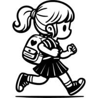 Girl student is in a hurry and running, being late for class vector