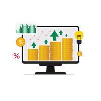 Financial background with graphic of stack of coins forming an ascending ladder pattern. vector