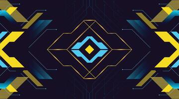 Cyber Future Style Background with Polygon Symmetry Style with Yellow and Blue Gradient Color vector