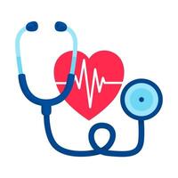 a stethoscope and heart with a heartbeat vector