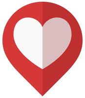 red heart location pin isolated on white background. vector