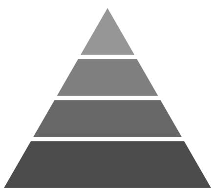 Pyramid chart icon isolated on white background.