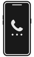 Flat icon of handphone with phone isolated on white background. vector