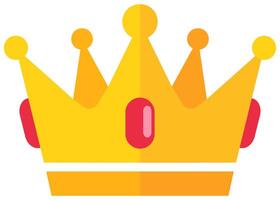 Flat icon of royal crown with red ruby gemstone isolated isolated on white background. vector