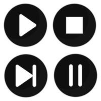 Media player button flat icons set isolated on white background. vector